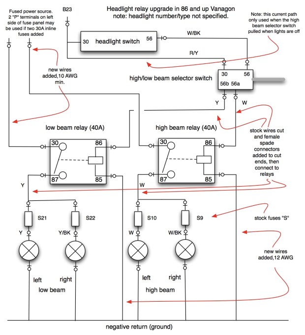 headlight relay light circuit